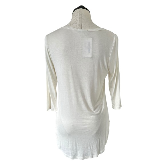 P.S. Kate Anna Criss Cross Top Semi Sheer Off White Tunic 3/4 Sleeve Size M - Picture 3 of 10